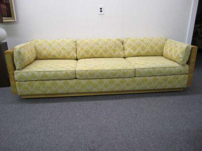 Milo Baughman Amazing Burled Olivewood Milo Baughman Style Case Sofa Mid Century Modern