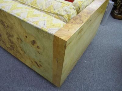 Milo Baughman Amazing Burled Olivewood Milo Baughman Style Case Sofa Mid Century Modern