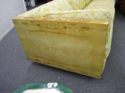 Milo Baughman Amazing Burled Olivewood Milo Baughman Style Case Sofa Mid Century Modern