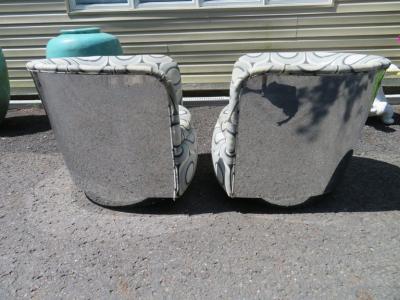 Milo Baughman Amazing Pair Chrome Clad Milo Baughman Swivel Rocker Barrel Back Chairs