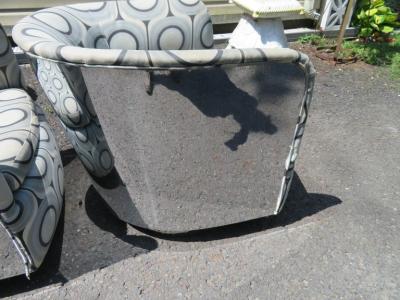 Milo Baughman Amazing Pair Chrome Clad Milo Baughman Swivel Rocker Barrel Back Chairs
