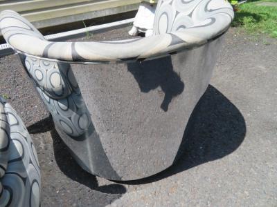 Milo Baughman Amazing Pair Chrome Clad Milo Baughman Swivel Rocker Barrel Back Chairs