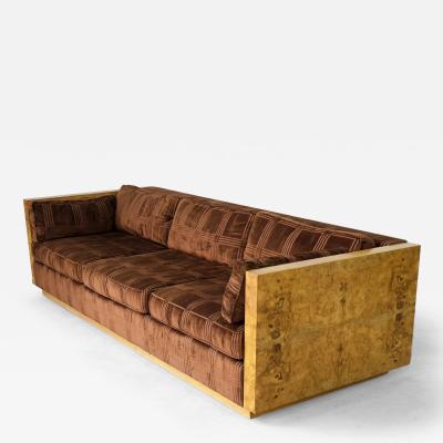 Milo Baughman Burl Wood Cased Sofa 1970