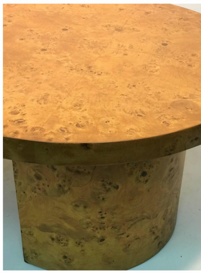 Milo Baughman Burlwood Coffee Table with Oval Design Top in the Style of Milo Baughman