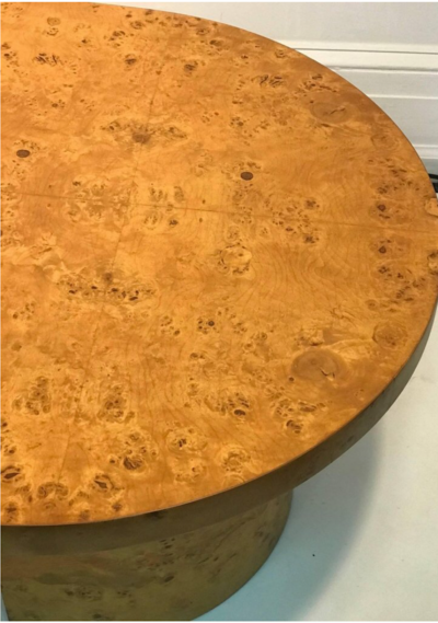 Milo Baughman Burlwood Coffee Table with Oval Design Top in the Style of Milo Baughman