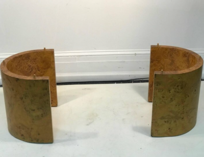 Milo Baughman Burlwood Coffee Table with Oval Design Top in the Style of Milo Baughman