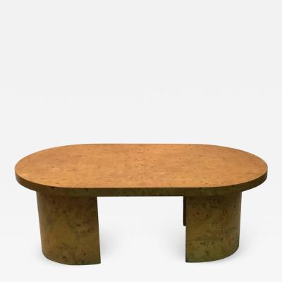 Milo Baughman Burlwood Coffee Table with Oval Design Top in the Style of Milo Baughman