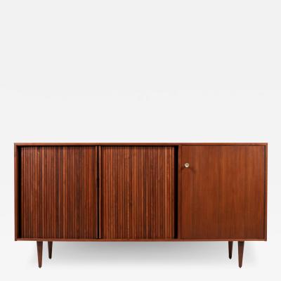 Milo Baughman California Modern Walnut Tambour Door Credenza by Milo Baughman