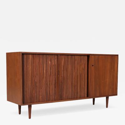 Milo Baughman California Modernist Walnut Tambour Door Credenza by Milo Baughman