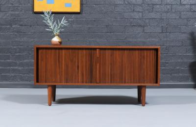 Milo Baughman Californian Modern Low Profile Tambour Door Credenza by Milo Baughman