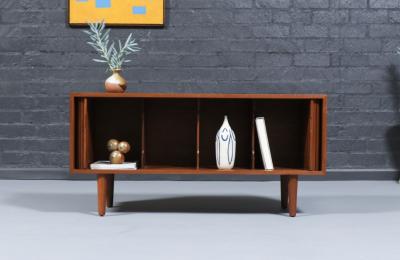 Milo Baughman Californian Modern Low Profile Tambour Door Credenza by Milo Baughman