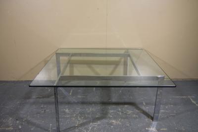 Milo Baughman Chrome and Glass Coffee table in the manner of Milo Baughman