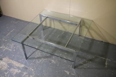 Milo Baughman Chrome and Glass Coffee table in the manner of Milo Baughman