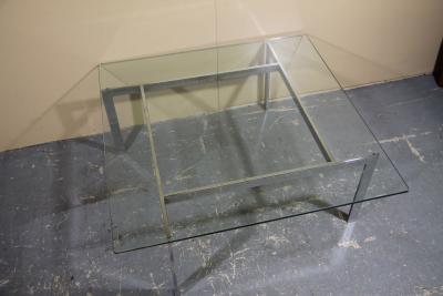 Milo Baughman Chrome and Glass Coffee table in the manner of Milo Baughman