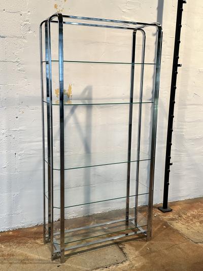 Milo Baughman Chrome and Glass Etagere Bookshelf 1960