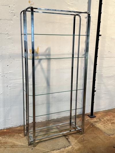Milo Baughman Chrome and Glass Etagere Bookshelf 1960