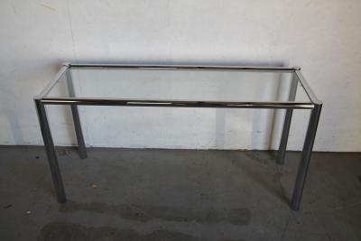 Milo Baughman Console table in chrome and glass