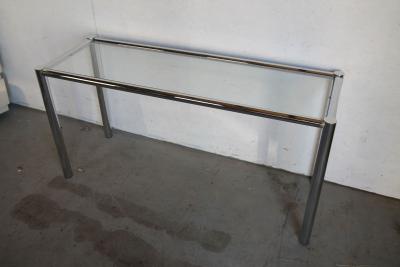 Milo Baughman Console table in chrome and glass