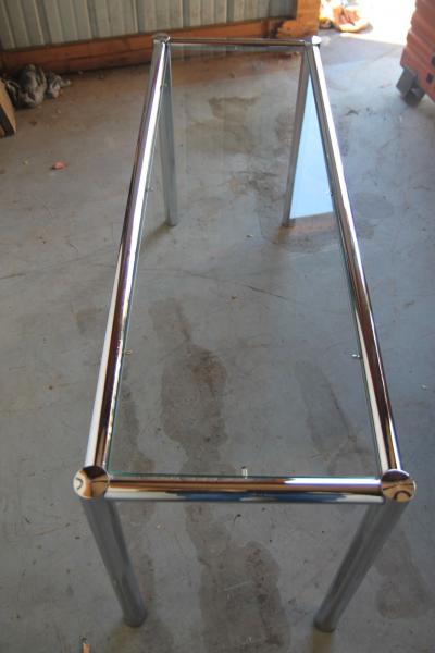 Milo Baughman Console table in chrome and glass