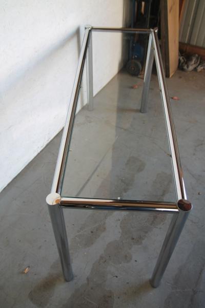 Milo Baughman Console table in chrome and glass