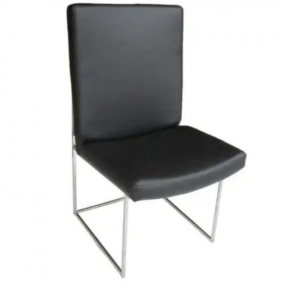 Milo Baughman Eight High Back Leather and Chrome Chairs Designed by Milo Baughman