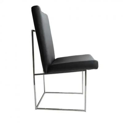 Milo Baughman Eight High Back Leather and Chrome Chairs Designed by Milo Baughman
