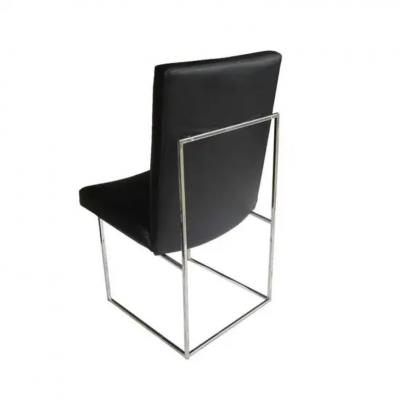 Milo Baughman Eight High Back Leather and Chrome Chairs Designed by Milo Baughman