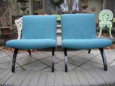 Milo Baughman Excellent Early Pair of Milo Baughman Scoop Chairs