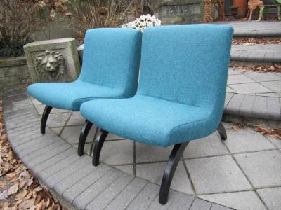Milo Baughman Excellent Early Pair of Milo Baughman Scoop Chairs