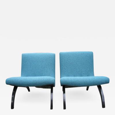 Milo Baughman Excellent Early Pair of Milo Baughman Scoop Chairs
