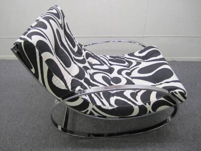 Milo Baughman Exciting Milo Baughman Style Chrome Oval Rocker Panton Fabric Mid Century