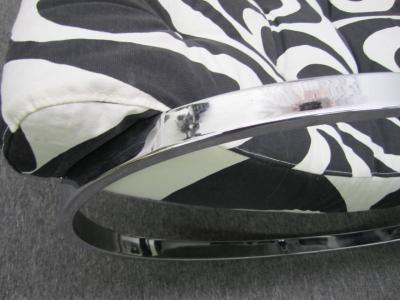 Milo Baughman Exciting Milo Baughman Style Chrome Oval Rocker Panton Fabric Mid Century