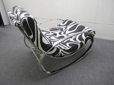 Milo Baughman Exciting Milo Baughman Style Chrome Oval Rocker Panton Fabric Mid Century