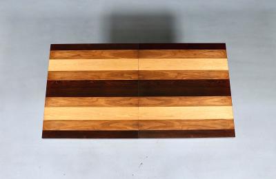 Milo Baughman Expanding Milo Baughman Multi Wood Dining Table for Directional