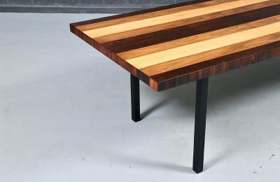 Milo Baughman Expanding Milo Baughman Multi Wood Dining Table for Directional