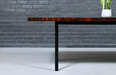 Milo Baughman Expanding Milo Baughman Multi Wood Dining Table for Directional