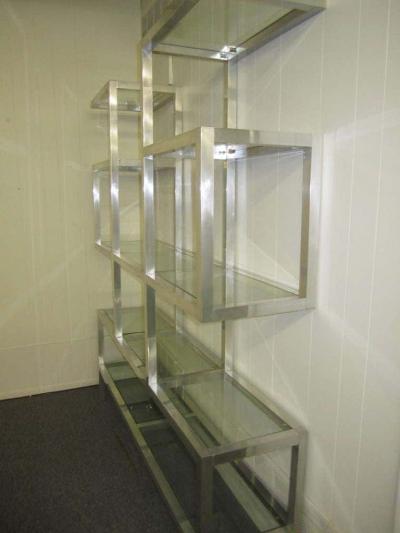 Milo Baughman Fabulous Chunky Aluminum Large Scale Etagere Mid Century Modern