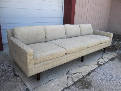 Milo Baughman Fabulous Milo Baughman Four Seat Sofa with Walnut Legs Mid Century Modern