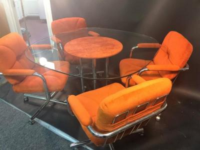 Milo Baughman Fantastic Chrome X Base Modernist Dining Set By Milo Baughman