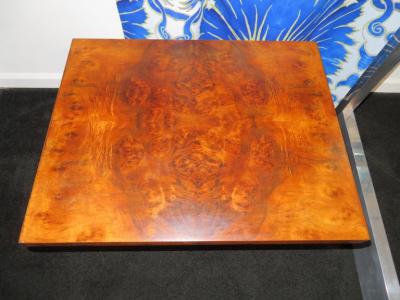Milo Baughman Fantastic Milo Baughman Burled Walnut Side End Table Thin Chrome Frame