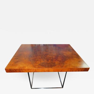 Milo Baughman Fantastic Milo Baughman Burled Walnut Side End Table Thin Chrome Frame