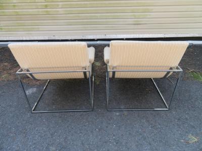 Milo Baughman Fantastic Pair of Milo Baughman Chrome Frame Scoop Chairs Mid Century Modern