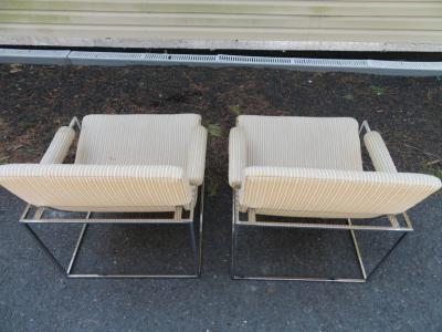 Milo Baughman Fantastic Pair of Milo Baughman Chrome Frame Scoop Chairs Mid Century Modern