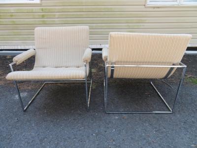 Milo Baughman Fantastic Pair of Milo Baughman Chrome Frame Scoop Chairs Mid Century Modern