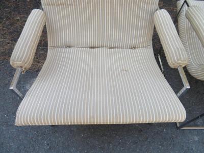 Milo Baughman Fantastic Pair of Milo Baughman Chrome Frame Scoop Chairs Mid Century Modern