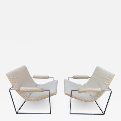 Milo Baughman Fantastic Pair of Milo Baughman Chrome Frame Scoop Chairs Mid Century Modern