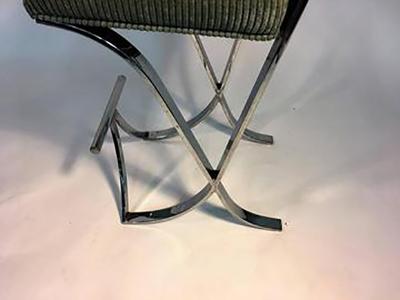 Milo Baughman Fantastic Pair of Milo Baughman Chrome Modernist X Base Bar Stools
