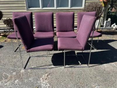 Milo Baughman Fantastic Set 6 Milo Baughman Thin Chrome Frame Dining Chair Mid Century Modern