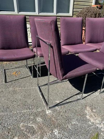 Milo Baughman Fantastic Set 6 Milo Baughman Thin Chrome Frame Dining Chair Mid Century Modern