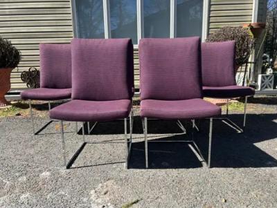 Milo Baughman Fantastic Set 6 Milo Baughman Thin Chrome Frame Dining Chair Mid Century Modern